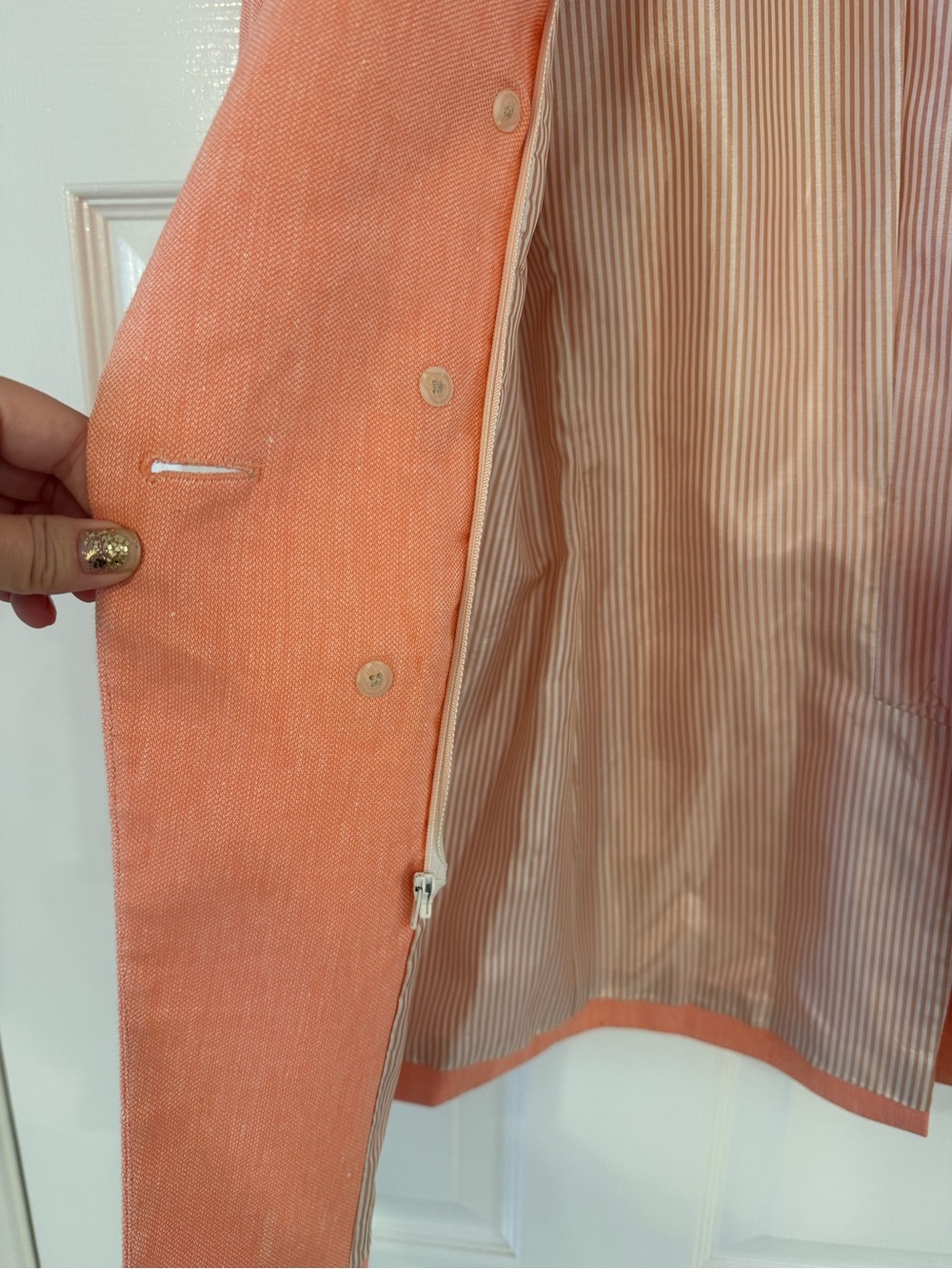 Veronica Beard Double-Breasted Peach Blazer Jacket - Picture 13 of 16
